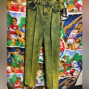NWT Deadstock Vintage 80's  Bill Blass Yellow Acid Washed Denim Jeans